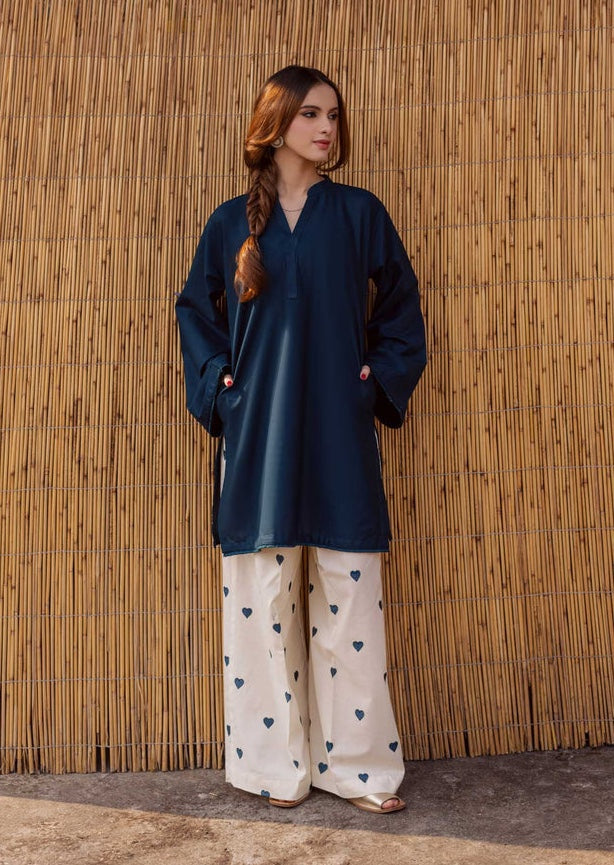 Playful Hearts – Solid Kurta with Printed Trousers