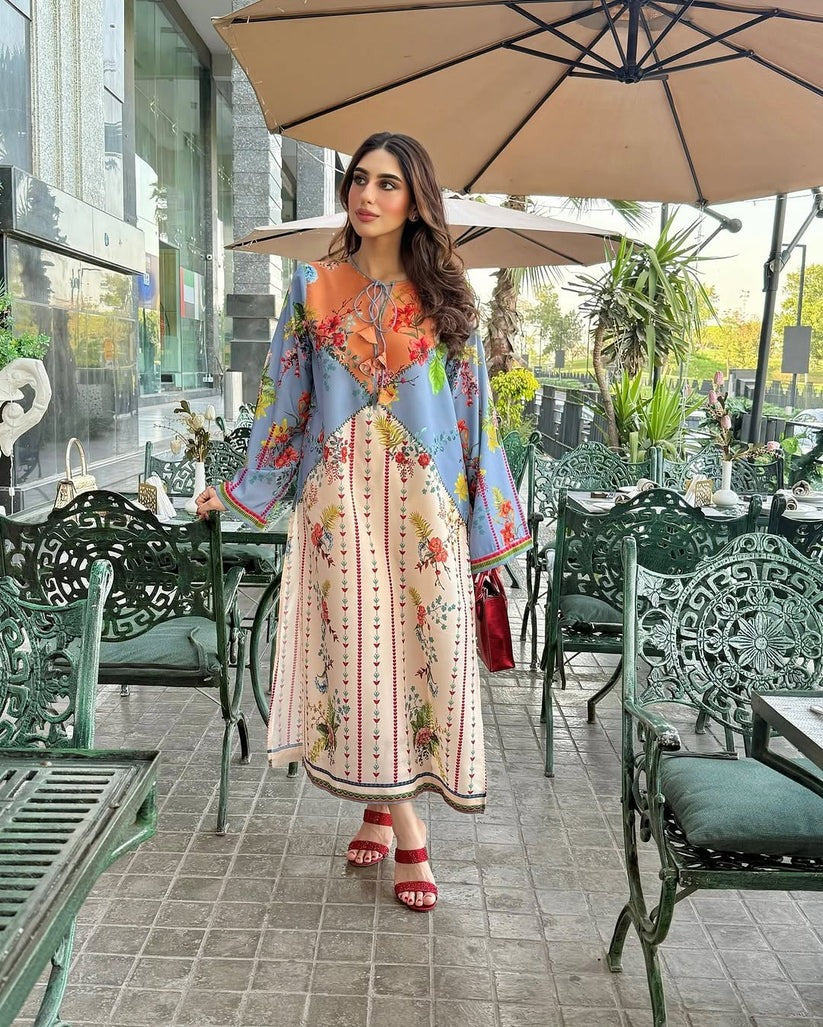 Sunset Bloom Cord Set – Digital Printed 2-Piece Dress