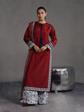 Mahveen – Maroon Bloom 3-Piece Printed Suit (Stitched)