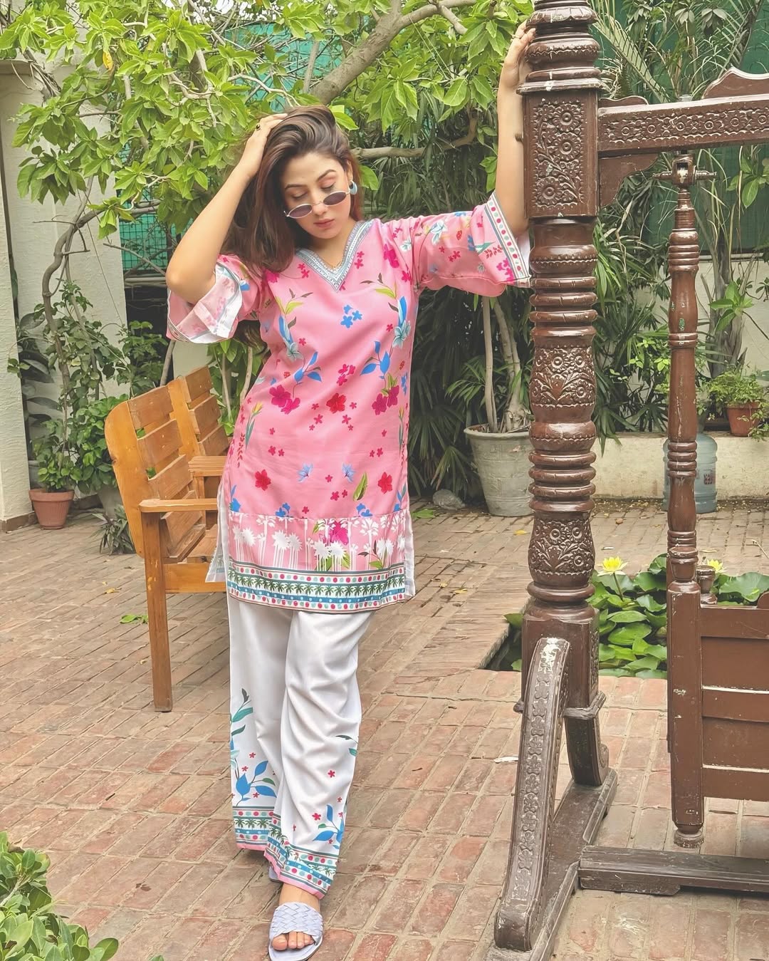 Pink Floral – Silky Lawn 2-Piece Set