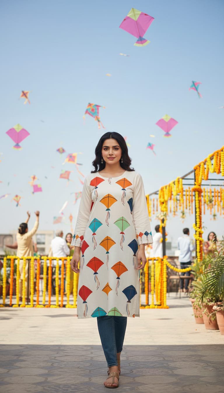 Basant Bloom – Printed Kurti (Stitched)