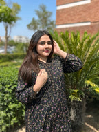 Midnight Blossom – Printed Long-Length Suit (2-Piece stitched)