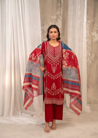 Maroon Majesty – Embroidered 3-Piece Suit