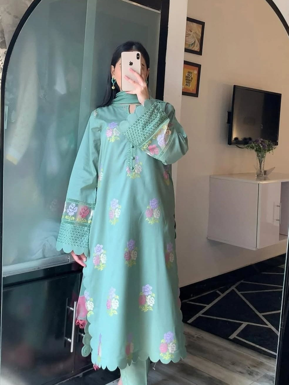 Anmol Blossom Emb 3PC – Luxury Embroidered Suit (Stitched)